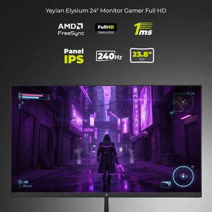 Monitor Gamer Yeyian Elysium24 Ips 24 , Fhd, Freesync, 240hz Negro