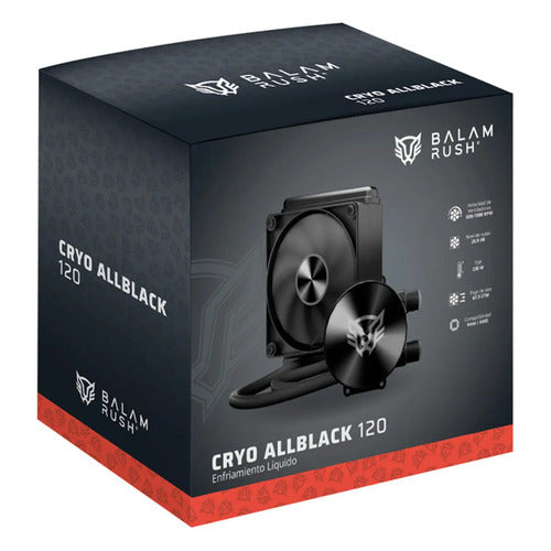 Enfriamiento Liquido Balam Rush Cryo Allblack 120 4 Pines Pwm 1800 Rpm Tdp 230w Lga1851 Am5 Negro Br-944083