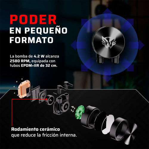 Enfriamiento Liquido Balam Rush Cryo Allblack 120 4 Pines Pwm 1800 Rpm Tdp 230w Lga1851 Am5 Negro Br-944083