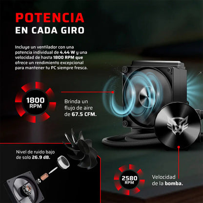 Enfriamiento Liquido Balam Rush Cryo Allblack 120 4 Pines Pwm 1800 Rpm Tdp 230w Lga1851 Am5 Negro Br-944083