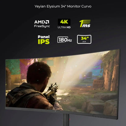 Monitor Gamer Curvo Yeyian Elysium34 Ips 34  3440x1440 180hz Negro