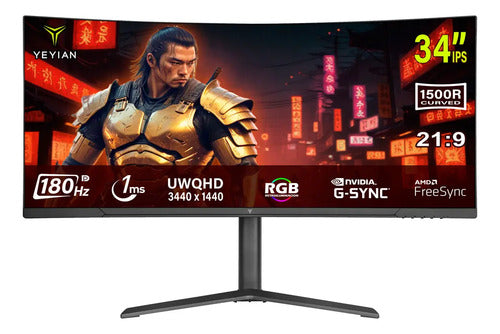 Monitor Gamer Curvo Yeyian Elysium34 Ips 34  3440x1440 180hz Negro