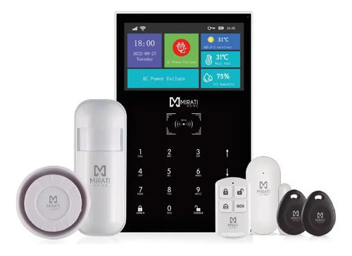 Kit Alarma Y Sensor Casa Wi-fi 4g Mirati Panel Táctil Negro