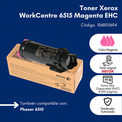 Tóner Xerox 106r03694 Super Alto Rendimiento Magenta, 4.300p Magenta