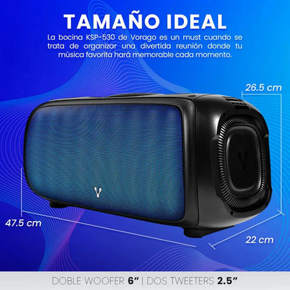 Vorago Bocina Ksp-530, Bluetooth, Inalámbrico, Usb, Negro Negro