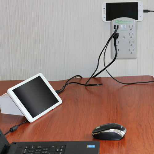 Supresor De Picos Multicontacto Koblenz Ss-1100 Usbac Con Puerto Usb Tipo C Y 7 Enchufes Protector De Pared Sin Cables, Para Hogar Y Oficina Color Gris