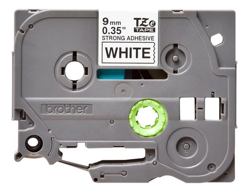 Cinta Brother Tze-221 P-touch 9mm X 8m Blanca Texto Negro Color Blanco