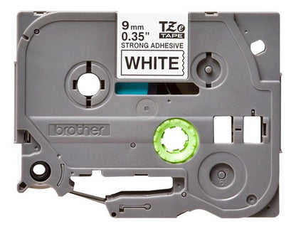 Cinta Brother Tze-221 P-touch 9mm X 8m Blanca Texto Negro Color Blanco