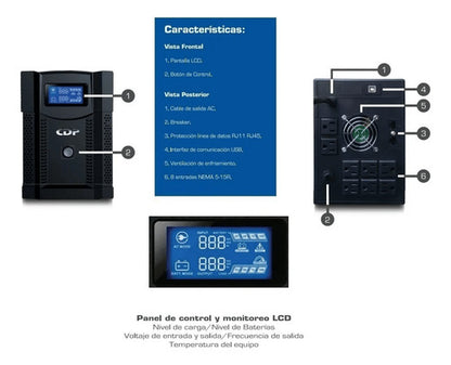 Nobreak/ups Cdp Uprs2008 2000va/1400w Senoidal 8 Cont Reg Ba Negro