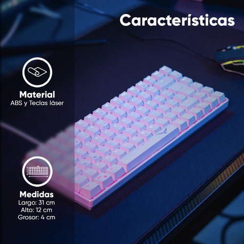 Teclado Mecánico Naceb Gray Basilik Led Rgb 75% Huano Red Blanco Español Latinoamérica