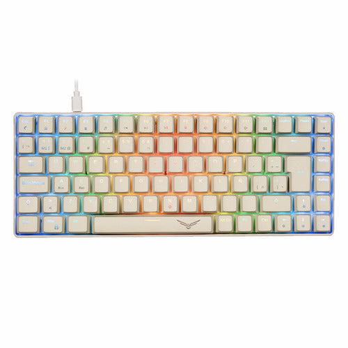 Teclado Mecánico Naceb Gray Basilik Led Rgb 75% Huano Red Blanco Español Latinoamérica