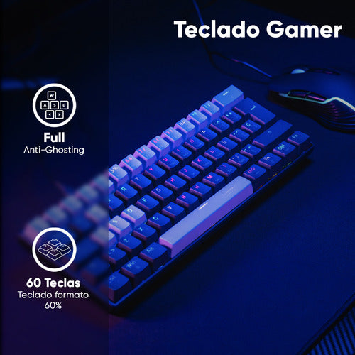 Teclado Naceb Viper Led Rgb 60% Mecánico, Mx Red Usb Español Negro Español Latinoamérica