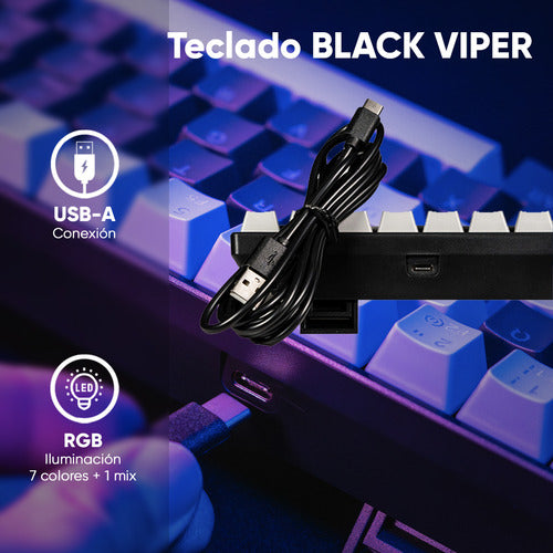 Teclado Naceb Viper Led Rgb 60% Mecánico, Mx Red Usb Español Negro Español Latinoamérica