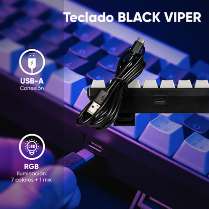 Teclado Naceb Viper Led Rgb 60% Mecánico, Mx Red Usb Español Negro Español Latinoamérica