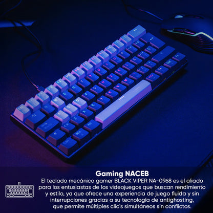 Teclado Naceb Viper Led Rgb 60% Mecánico, Mx Red Usb Español Negro Español Latinoamérica