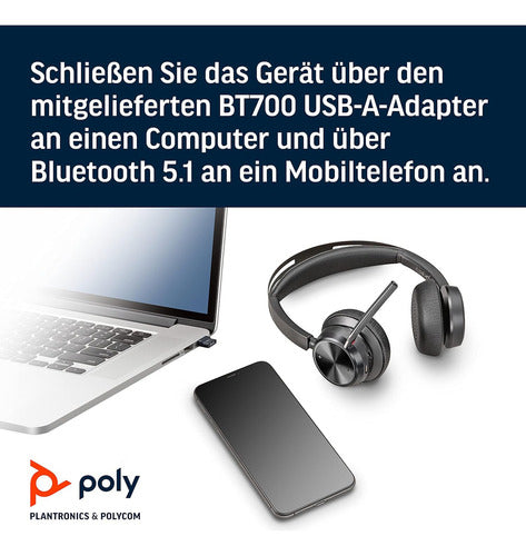 Poly Audífonos Voyager Focus 2, Inalámbrico, Bluetooth, Usb Negro