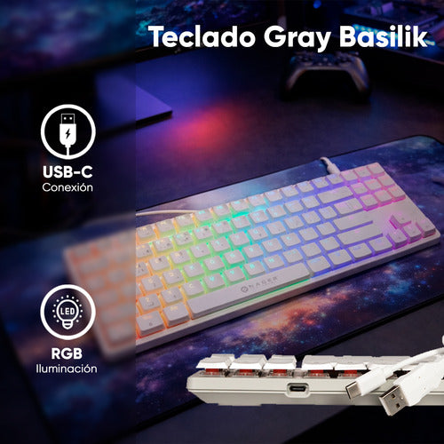 Teclado Gamer Naceb Na-0971 Led Rgb Tkl Mecánico, Huano Red Blanco Español Latinoamérica