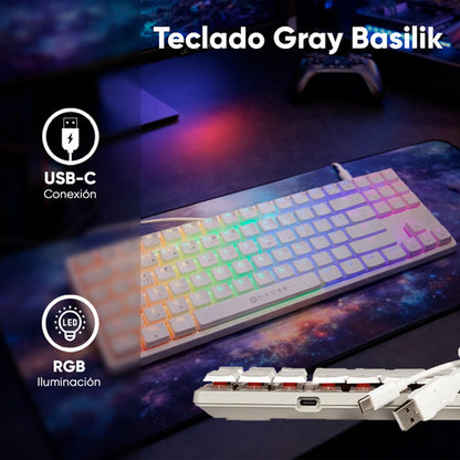 Teclado Gamer Naceb Na-0971 Led Rgb Tkl Mecánico, Huano Red Blanco Español Latinoamérica