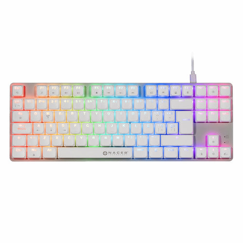 Teclado Gamer Naceb Na-0971 Led Rgb Tkl Mecánico, Huano Red Blanco Español Latinoamérica