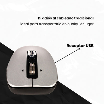 Mouse Ergonómico Naceb Na-0132g, Inalámbrico Óptico 3.200dpi Gris