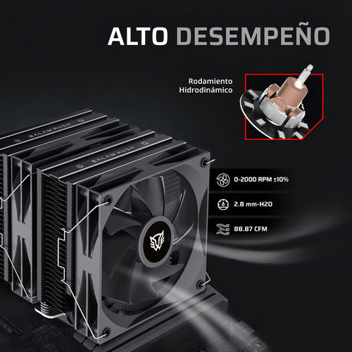 Disipador Cpu Balam Rush Heliux Expert Hex90, 120mm Blanco