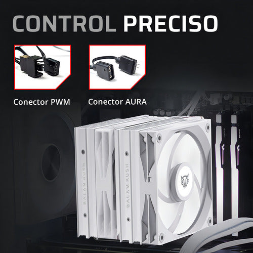 Disipador Cpu Balam Rush Heliux Expert Hex90, 120mm Blanco