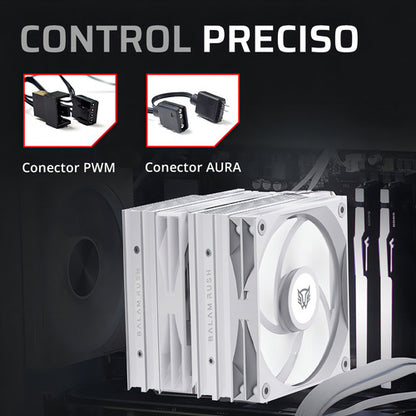 Disipador Cpu Balam Rush Heliux Expert Hex90, 120mm Blanco