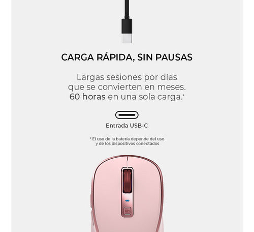 Mouse Acteck Optimize Trip Pro Mi580 Inalámbrico Óptico Rosa Rosa
