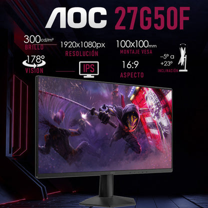 Monitor Gamer Aoc 27g50f Lcd 27 , 1920x1080 Full Hd 144hz Negro