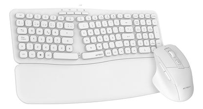 Combo 2en1 Inalambrico Actek Mk650 Ergonomico 2.4mhz 1600dpi Mouse Blanco Teclado Blanco
