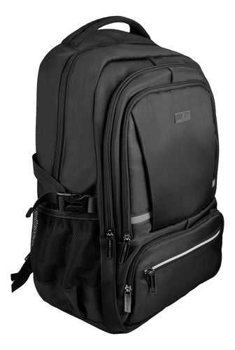 Mochila Perfect Choice Forter De Poliéster Laptop 17  Negro Negro Liso