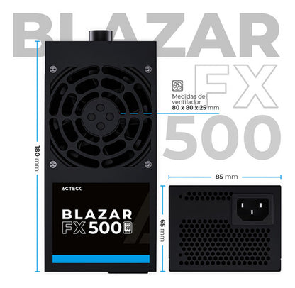 Fuente De Poder Acteck Fx500 Tfx, 24-pin Atx, 80mm, 500w Negro
