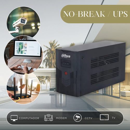 Dahua Regulador No Break 1200va 720w Dh-pfm350-720-a Ups De 4 Tomas Con Bateria Respaldo Color Negro.