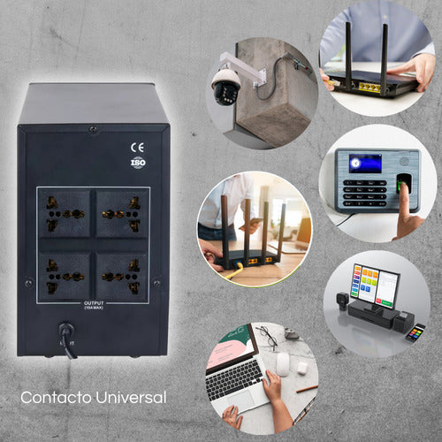 Dahua Regulador No Break 1200va 720w Dh-pfm350-720-a Ups De 4 Tomas Con Bateria Respaldo Color Negro.