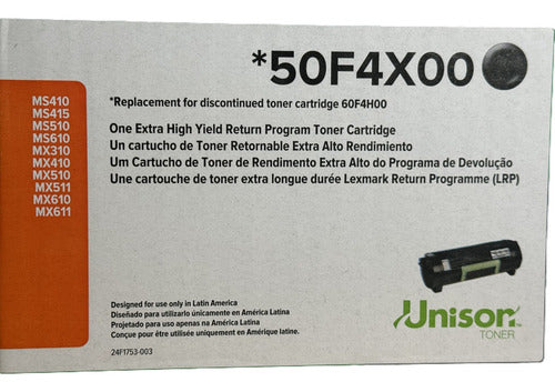 Tóner Lexmark 50f4x00 Super Alto Rendimiento Negro, 10.000 P - Negro
