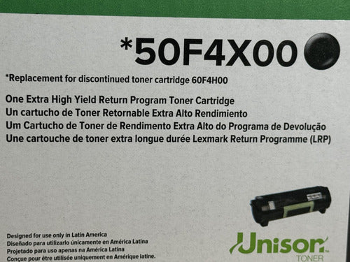 Tóner Lexmark 50f4x00 Super Alto Rendimiento Negro, 10.000 P - Negro