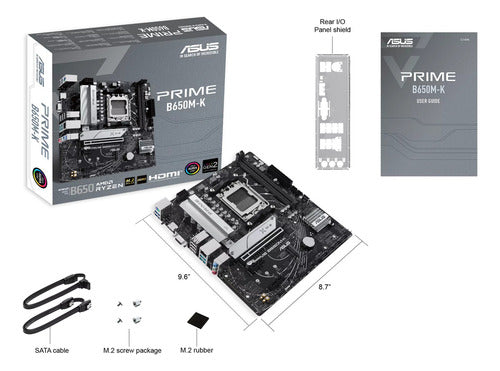 Tarjeta Madre Asus Prime B650m-k, Micro-atx Am5 128gb Ddr5 Gris