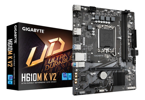Tarjeta Madre Gigabyte H610m K V2, Micro-atx 1700 128gb Ddr5 Negro