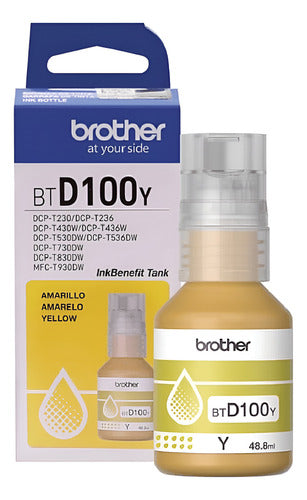 Tinta Brother Btd100y Color Amarillo Serie Inkbenefit