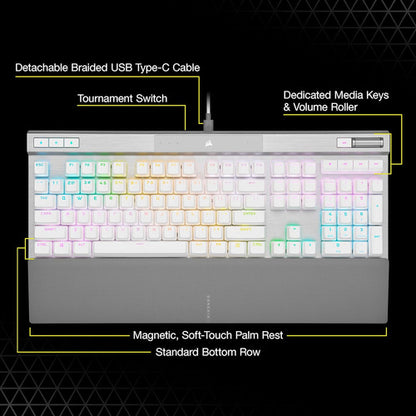 Teclado Gamer Corsair K70 Rgb Pro Mecánico Switch Opx Blanco