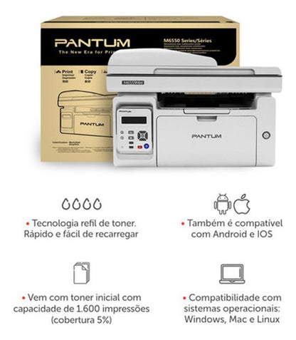 Multifuncional Pantum M6559nw Blanco Negro Láser Inalámbrico