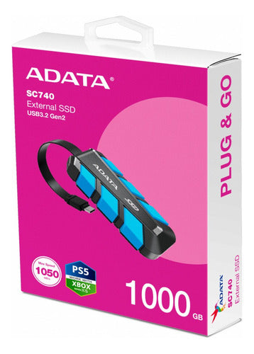Disco Duro Externo Adata Sc740 2.5 , 1tb, Usb-c 3.1, Azul