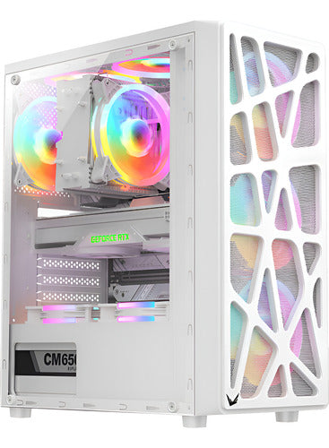 Gabinete Gamer Formula Mana Mid-tower Atx 4x120mm Blanco.