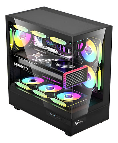 Gabinete Gamer Formula Crystal Z8 Cosmic, Mid-tower 6x120mm Negro