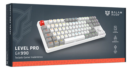 Teclado Balam Rush Level Pro Gk990 Led Rgb Mecánico Blanco