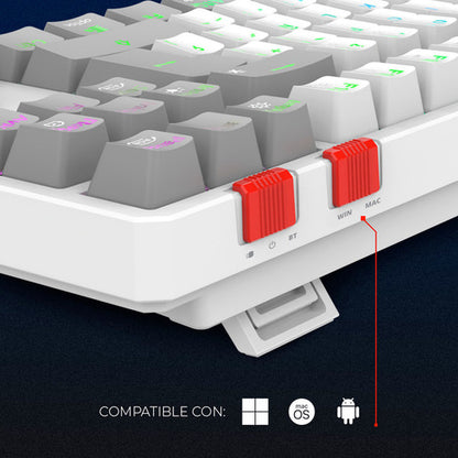 Teclado Balam Rush Level Pro Gk990 Led Rgb Mecánico Blanco