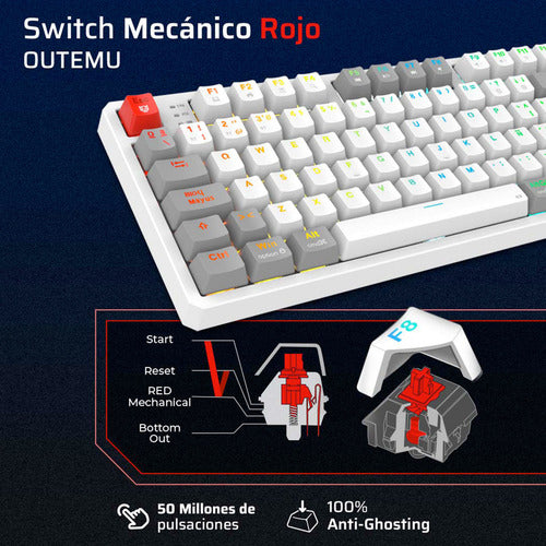Teclado Balam Rush Level Pro Gk990 Led Rgb Mecánico Blanco