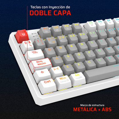 Teclado Balam Rush Level Pro Gk990 Led  Mecánico Red Blanco