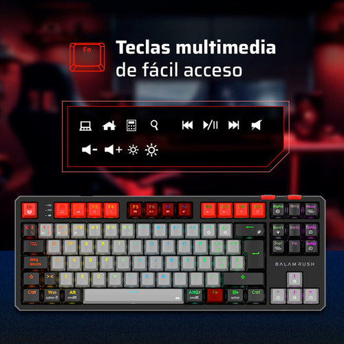 Teclado Balam Rush Level Pro Gk990 Led Rgb Tkl Mecánico Neg