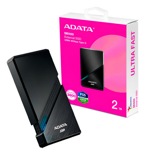 Ssd Externo Adata Se920 2tb Usb4 (usb-c) Color Negro Mil-std